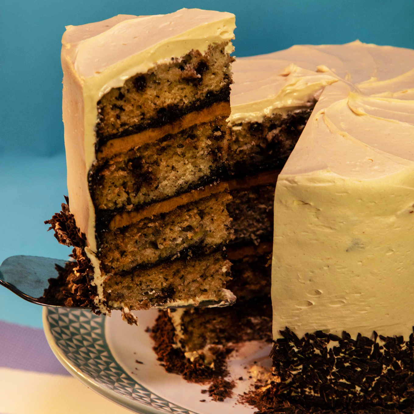 Banana Chocolate Chip Cake With Peanut Butter Frosting | New Gen Baker